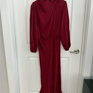 Elegant Red Long Sleeve Dress